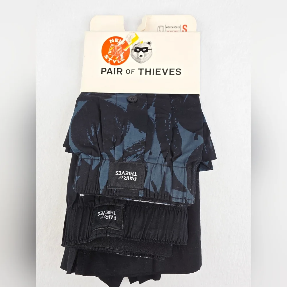 PAIR of THIEVES Woven Boxer 2-Pack Blue Black Size Small NWT S-2704